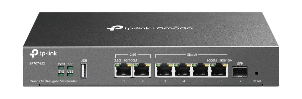 TP-Link Omada Multi-Gigabit VPN Router Port: 1 2.5G RJ45 WAN Port, 1 2.5G RJ45 Wan/lan Port, 1 Gigabit SFP Wan/lan Port, 4 Gigabit RJ45 Wan/